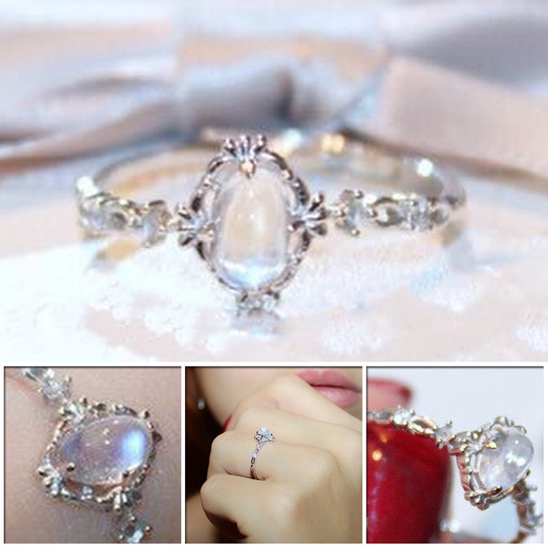 Nhẫn Đá Mặt Trăng Hình Giọt Nước