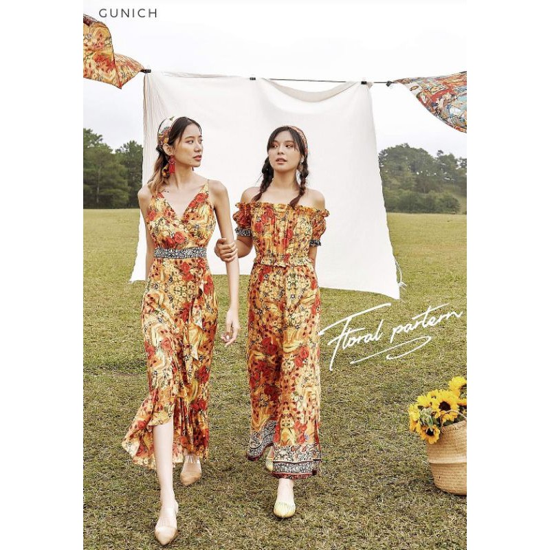 Jumpsuit Floral Partern chất lụa mát GUNICH