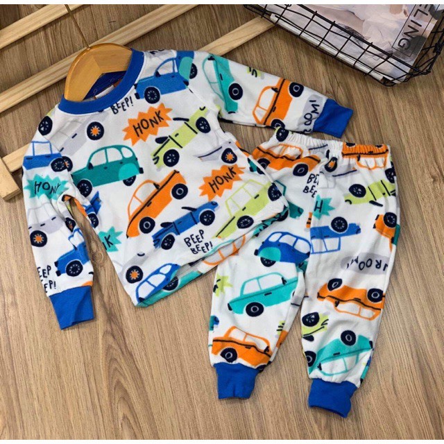 Bộ Nỉ Bông Xuất Hàn Họa Tiết Cực Đẹp Cho Bé Trai sỉ quần áo cho bé hồ chí minh Pikakids