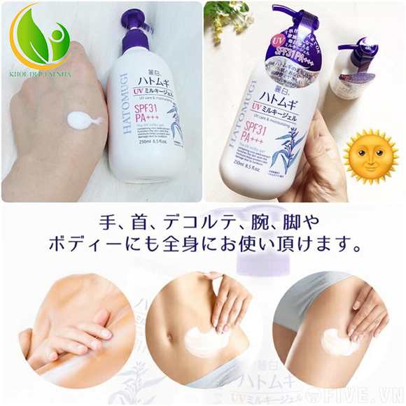 Sữa dưỡng thể chống nắng Hatomugi SPF31 PA+++ 250ml Nhật Bản