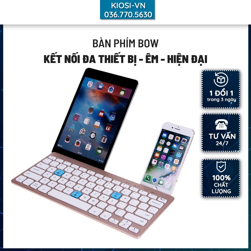 Bàn phím cho điện thoại, Bàn phím bluetooth BOW HB191A Phong cách hơn, cá tính hơn, kết nối 2 thiết bị trong 1