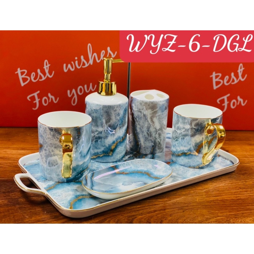 phụ kiện nhà bếp màu xanh cao cấp. chén đĩa màu xanh nước biển. bộ ấm trà, đĩa hoa quả bánh kẹo sứ xương cao cấp