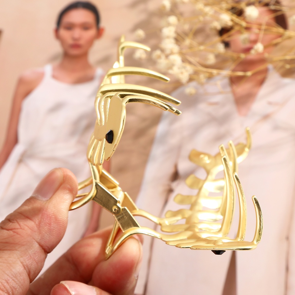 Kẹp Tóc Hình Xương Cá Bằng Kim Loại Haimeikang