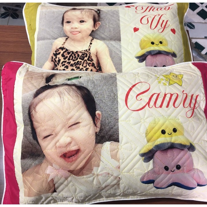 Gối in hình theo yêu cầu cho bé, combo gối ôm và gối nằm