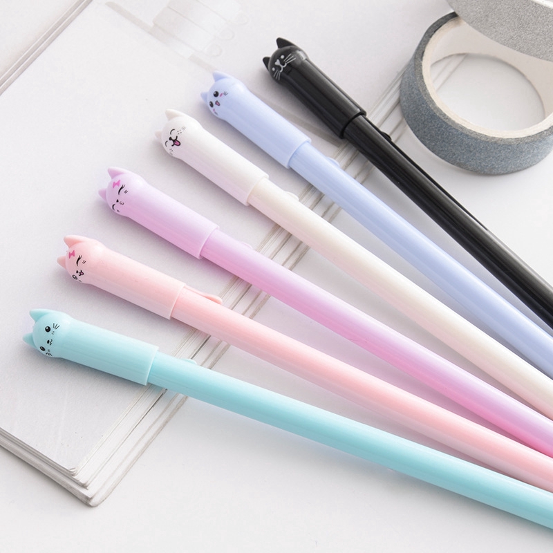 Bút mực gel ngòi 0.5mm thiết kế hình mèo dễ thương tiện dụng