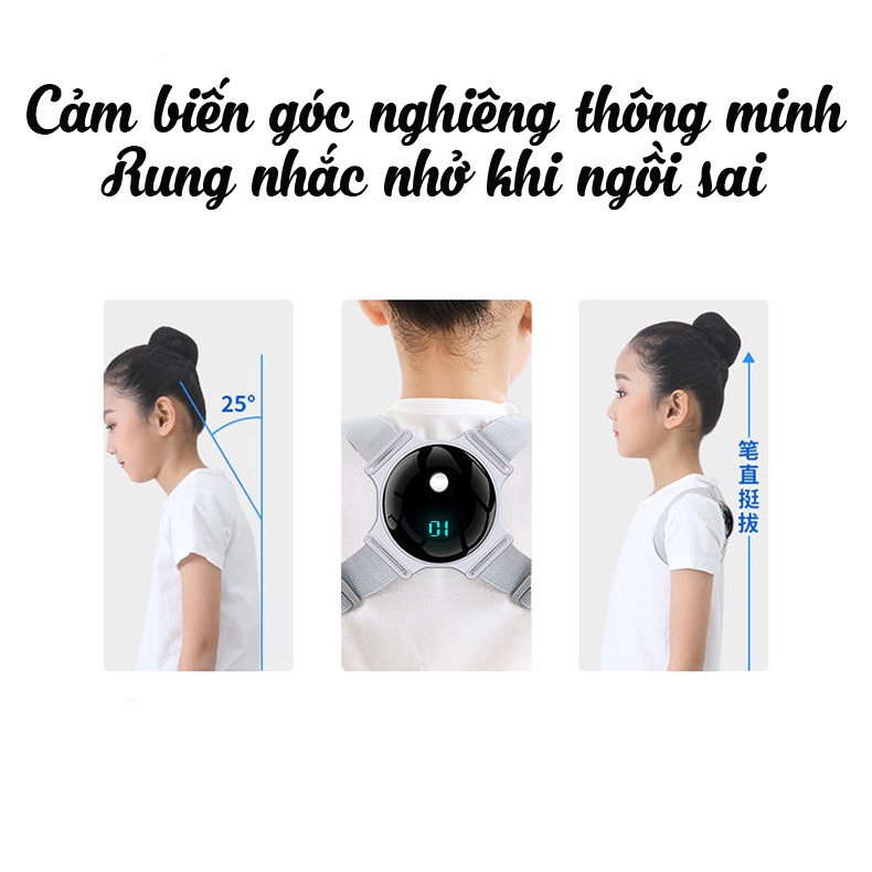 Đai chống gù lưng cho người lớn học sinh trẻ em, rung cảm biến thông minh khi sai tư thế