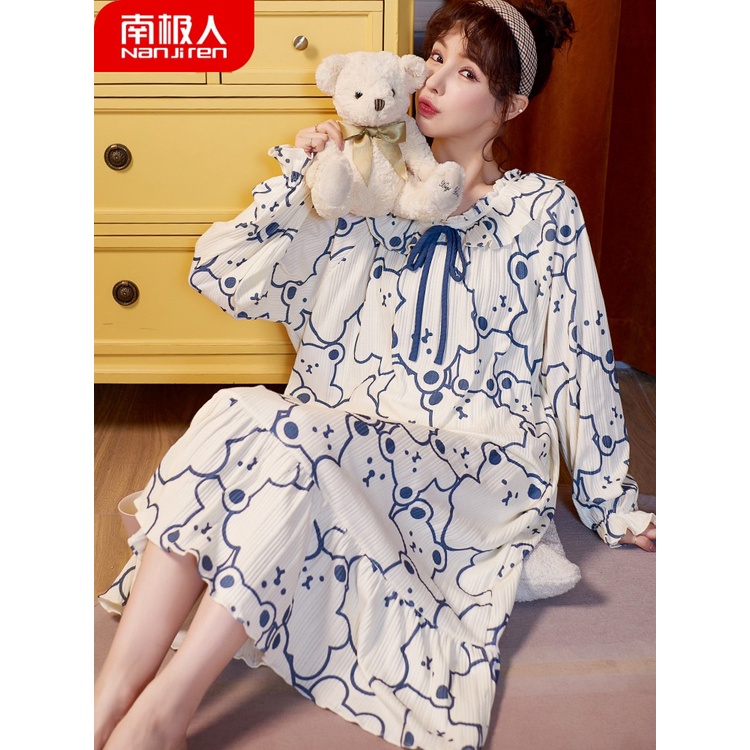 Đầm Ngủ Cotton Tay Dài Thời Trang Xuân Thu Cho Phụ Nữ Mang Thai 2021 52BX ** - & ** **