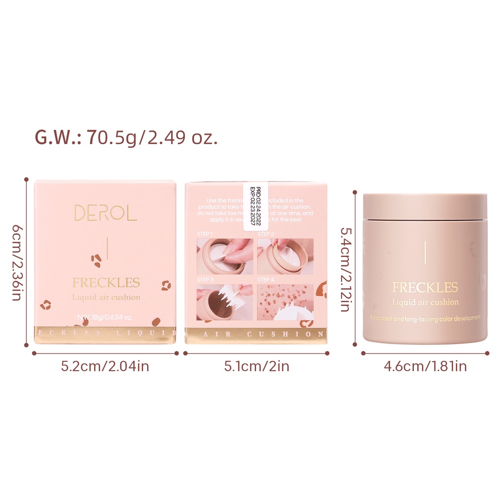 Bút Trang Điểm Dạng Air Cushion Mềm Mịn Màu Nâu Tàn Nhang Tự Nhiên Không Thấm Nước