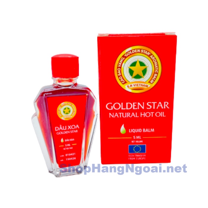 Dầu xoa sao vàng 5ml- Golden star natural hotoil 5ml - Hương thơm nhẹ, thơm mát dễ chịu