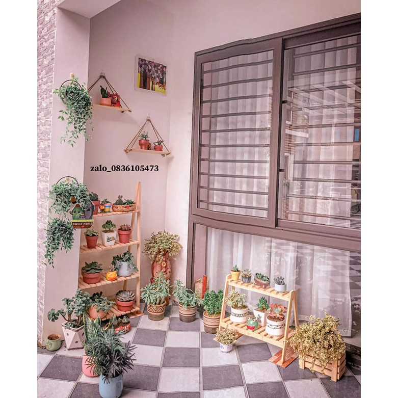 Kệ chữ A gỗ tự nhiên trang trí