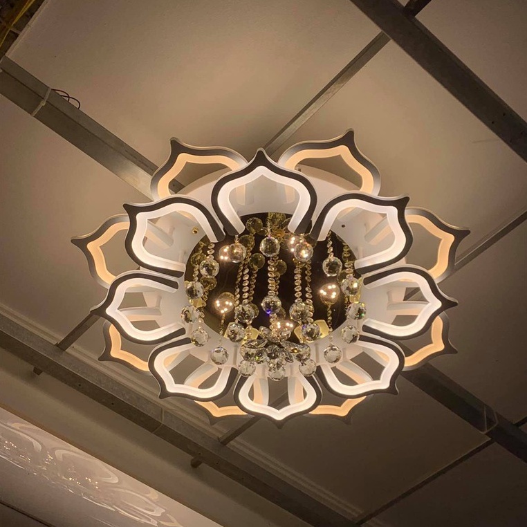 Đèn Ốp Trần Trang Trí Phòng Khách Hình Hoa Sen, Đèn Mâm Led Ốp Trần Hiện Đại,Sang Trọng