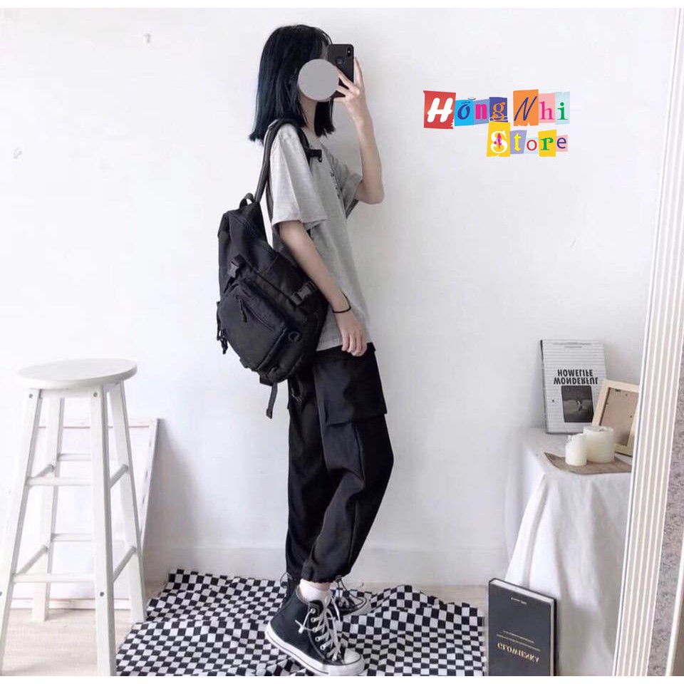 Quần Jogger Box Ulzzang Unisex Jogger Túi Hộp Dây Rút Lai Màu Đen Dáng Rộng - MM