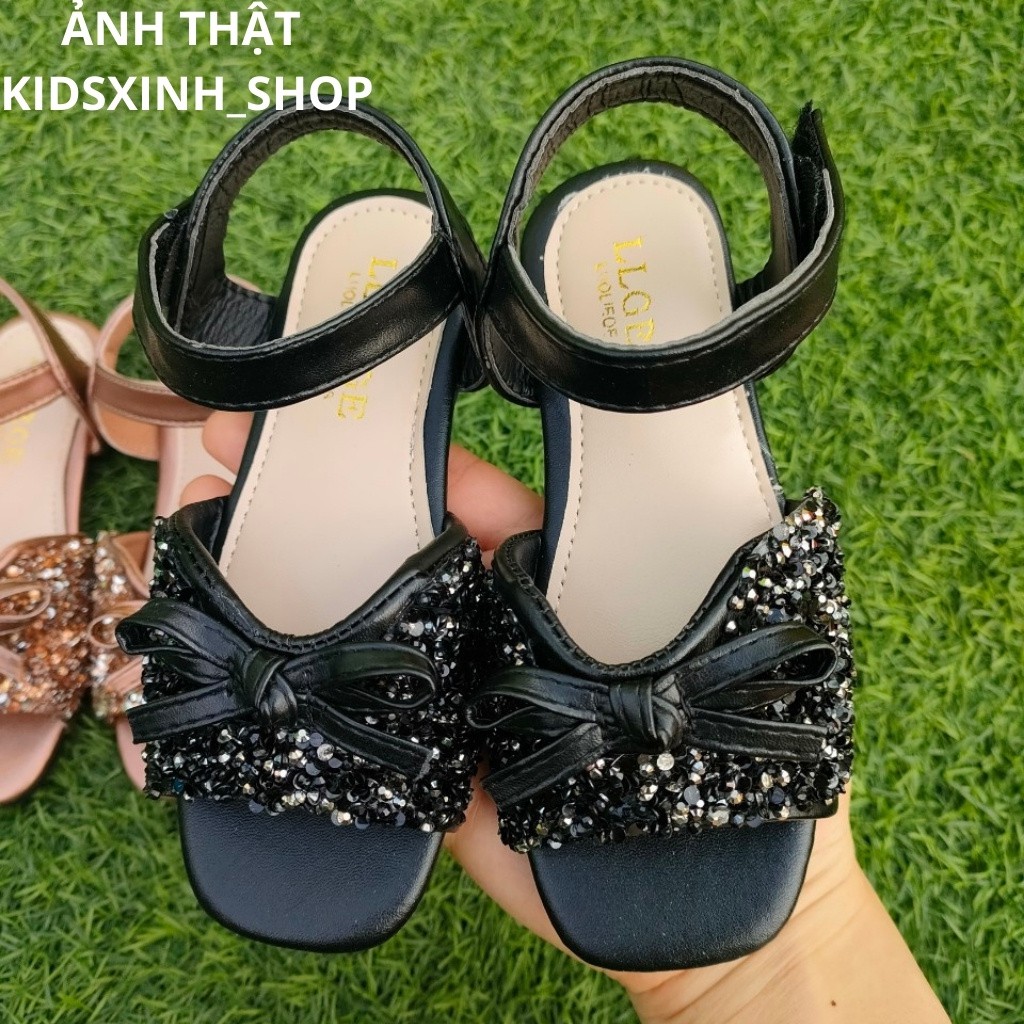 Giày Sandal Bé Gái Đế Bệt Kim Sa Lấp Lánh Size 26-36 Mã CC03