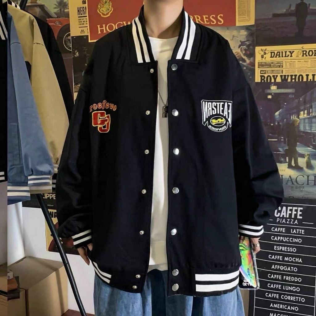 Áo khoác bóng chày kiểu dáng bomber unisex form rộng AKD11 LECHAU chất liệu dù cao cấp
