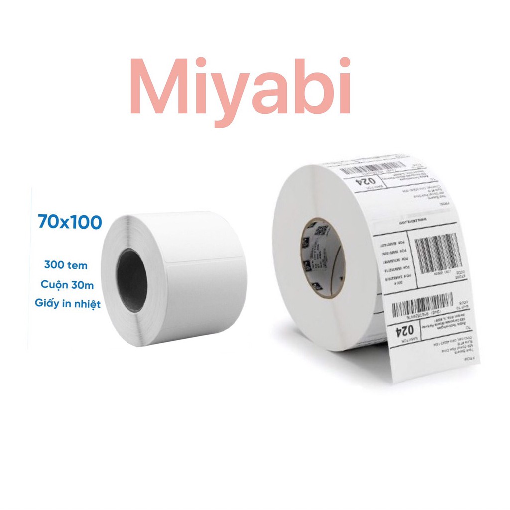 Giấy in tem nhiệt mã vạch 1 hàng  , in đơn hàng khổ 70mm x 100mm,7cm x 10cm  -  Giấy in nhiệt dạng cuộn