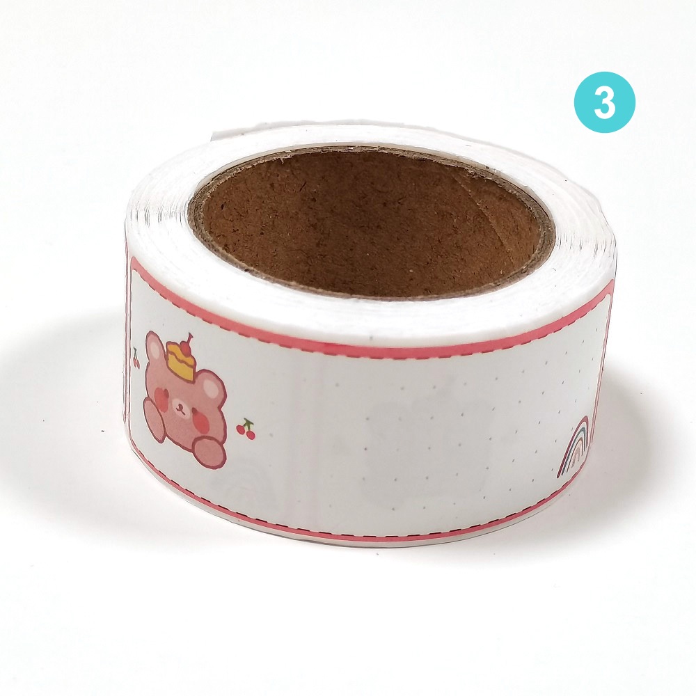 Cuộn 120 miếng dán họa tiết hoạt hình dễ thương dùng trang trí hộp quà / đồ thủ công