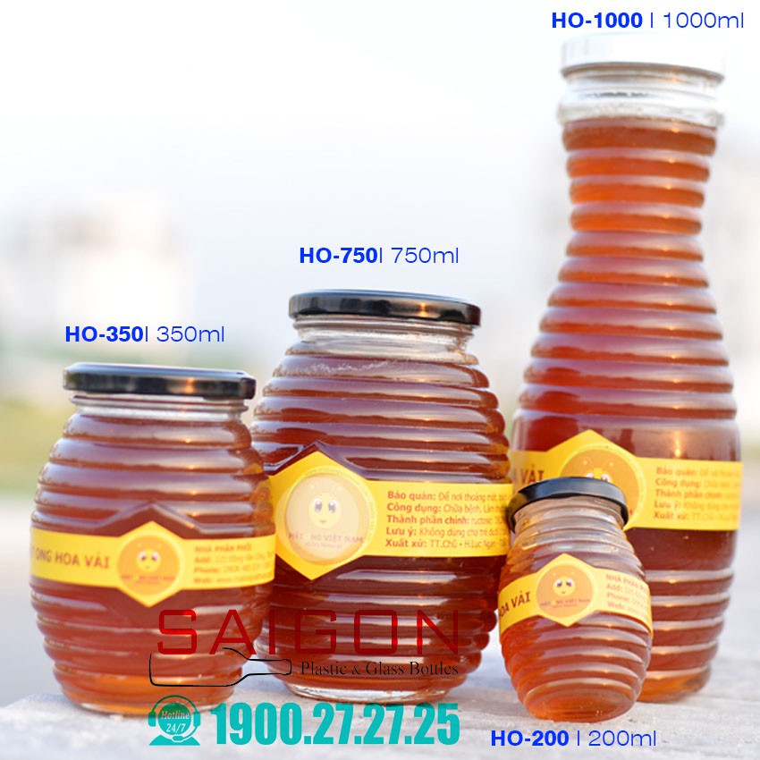 Hũ Thủy Tinh hình Ong 1000ml | 750ml | 350ml Đựng Thực Phẩm