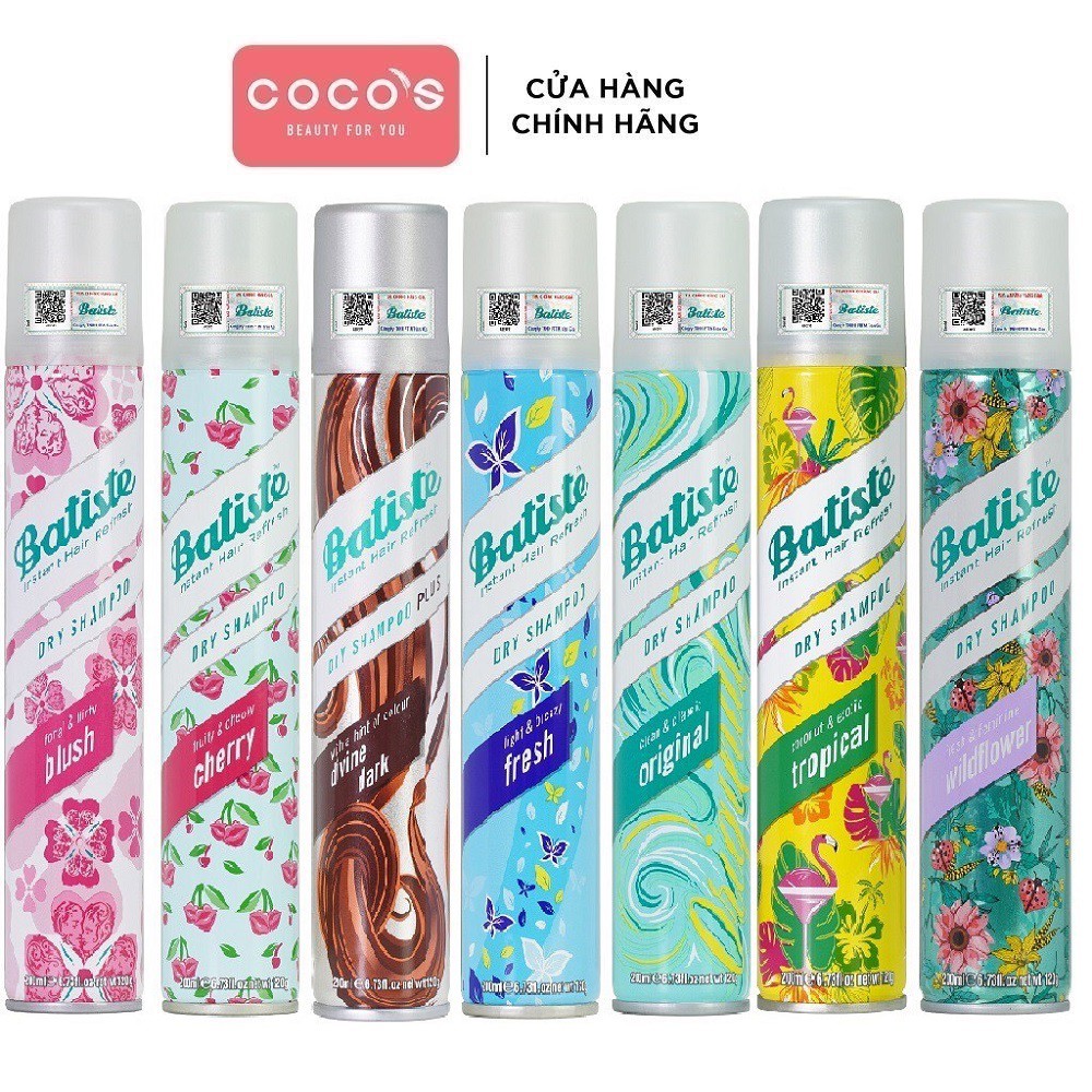 Dầu Gội Khô Batiste Dry Shampoo 200ml