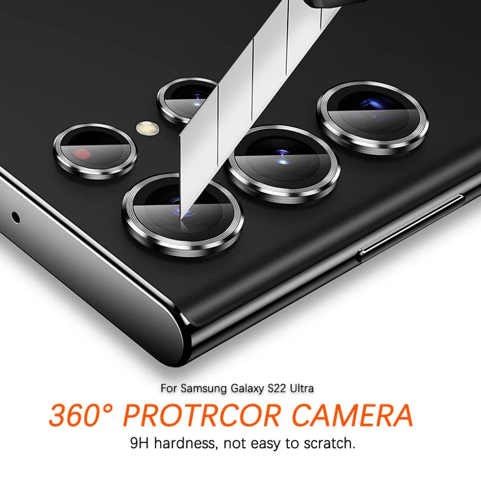 Bộ 3 viền (vòng) chụp nhôm titan kèm kính Cường Lực Bảo Vệ Camera Sau Cho Samsung Galaxy S22 Ultra (S22Ul)