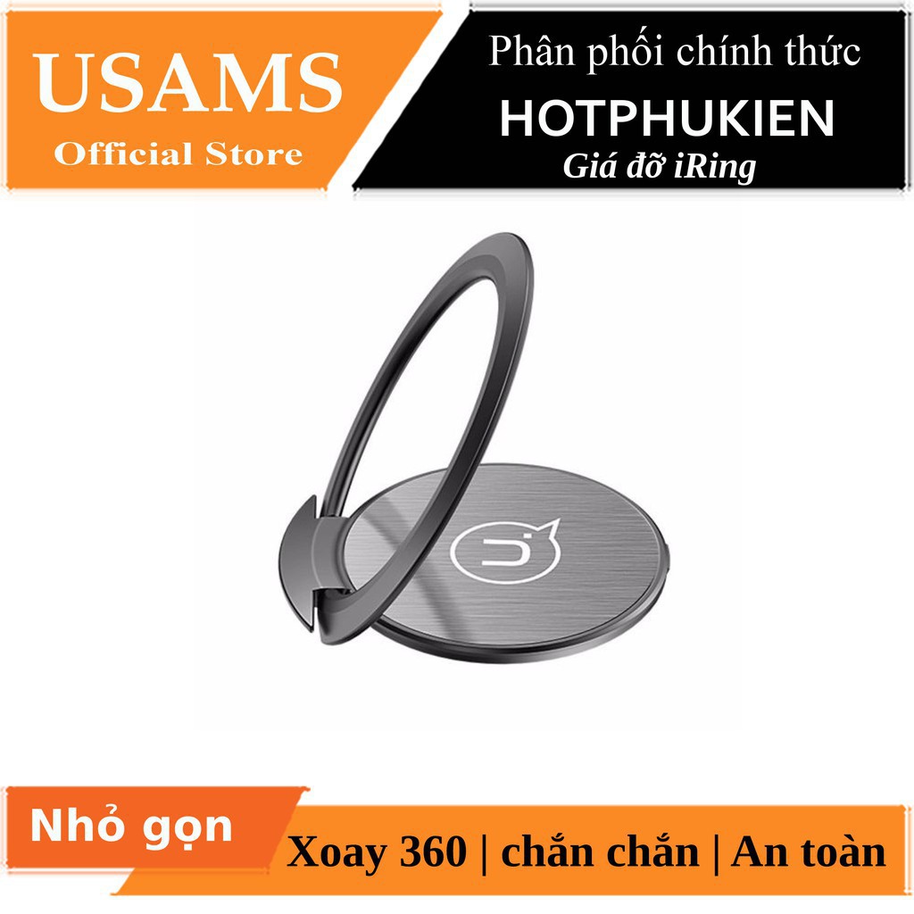 Giá đỡ iRing chính hãng Usams Spinner tích hợp hít xe hơi (Màu ngẫu nhiên)