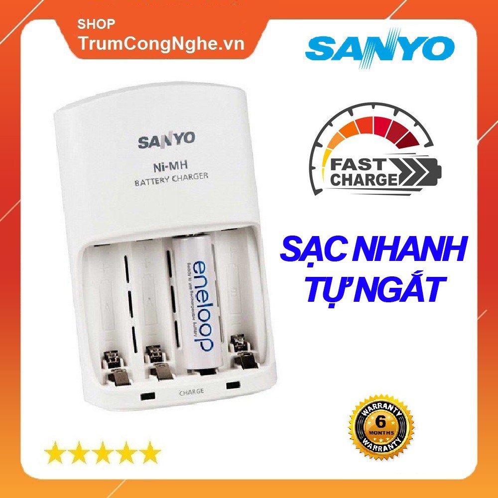 [Mã ELFLASH5 giảm 20K đơn 50K] Sạc Nhanh pin AA/AAA Eneloop Sanyo MQN06 - Có tự ngắt