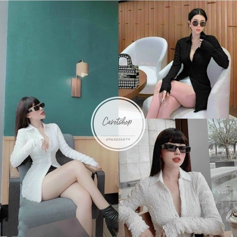 áo sơ mi xốp form dài - Carotshop