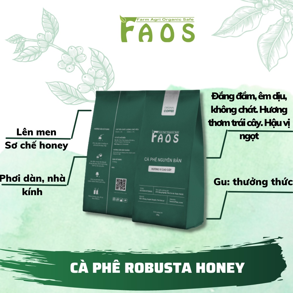 [GÓI 250Gram]Cà phê ROBUSTA HONEY SPECIAL-FINE ROBUSTA ĐẶC SẢN rang mộc thượng hạng 100% hương vị thưởng thức|Faos Coffe