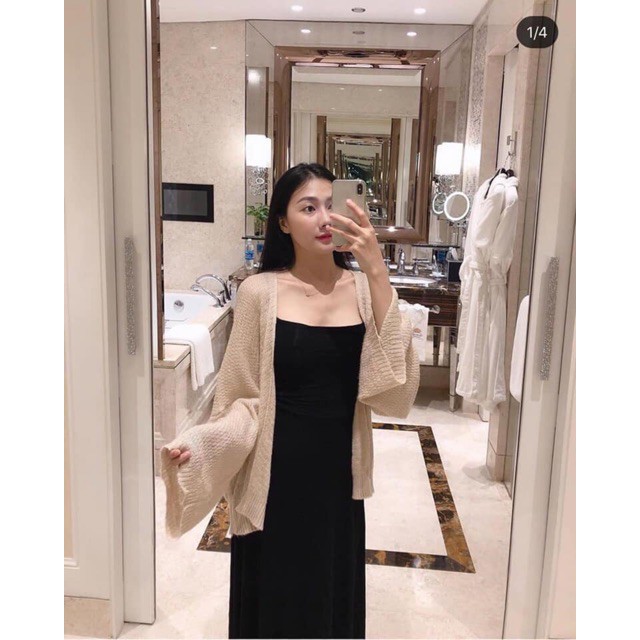 Áo Khoác Cardigan Lưới Nữ [FREESHIP] 🌸 Áo len mỏng tay bồng màu Trắng | Be | Nâu thun trơn basic ulzzang HOT 🌸