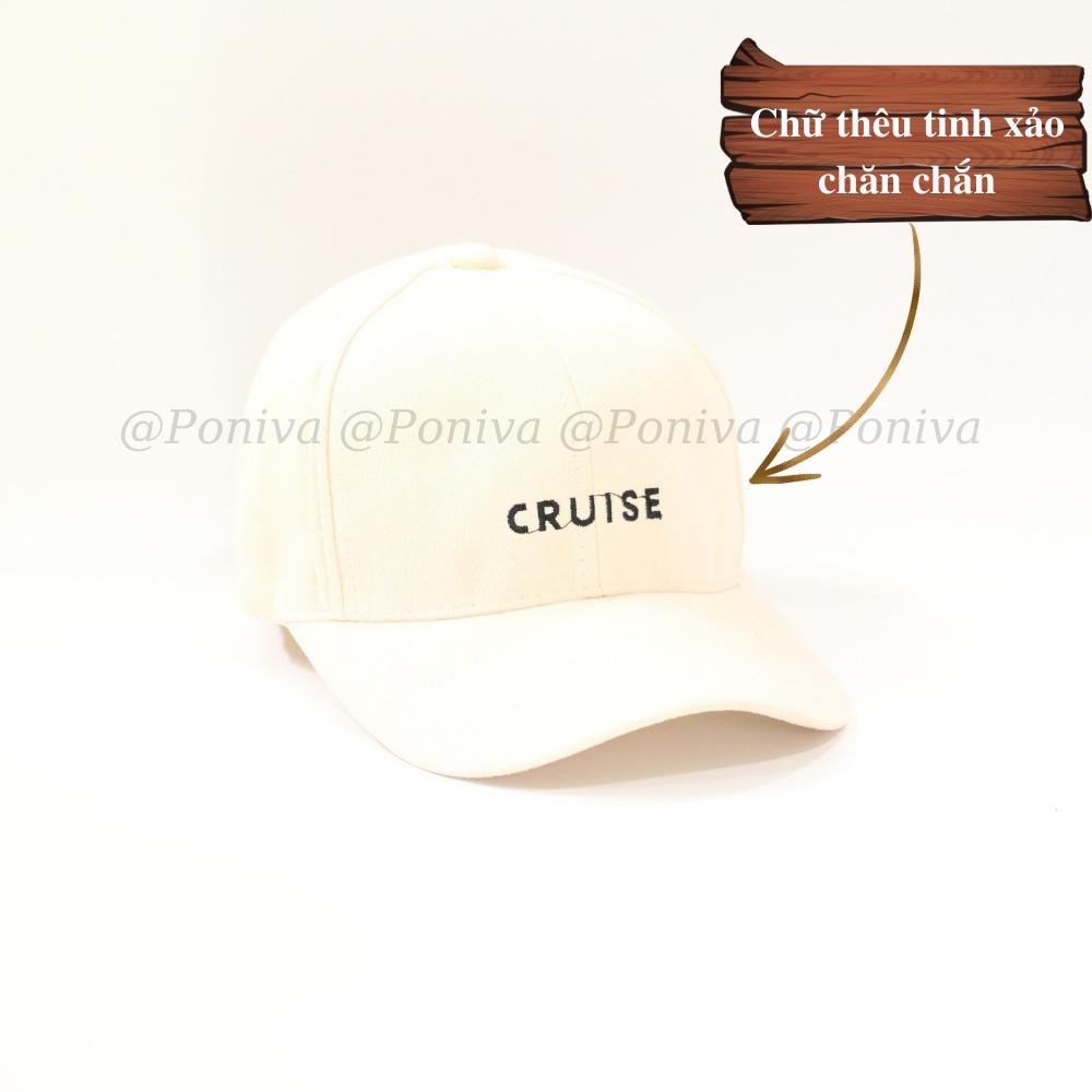 Mũ lưỡi trai ❤️ Nón kết thêu chữ cruis.e. chất nhung mịn form unisex CR123 phong cách Ulzzang Thời trang PONIVA siêu hot