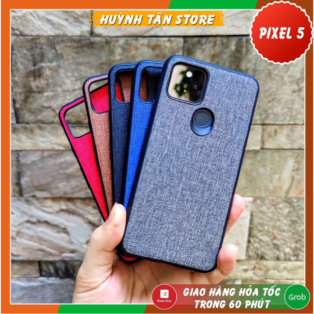Ốp lưng google pixel 5 chống vân tay nhựa cứng viền đen giả vải JEAN 1 màu phụ kiện điện thoại huỳnh tân store