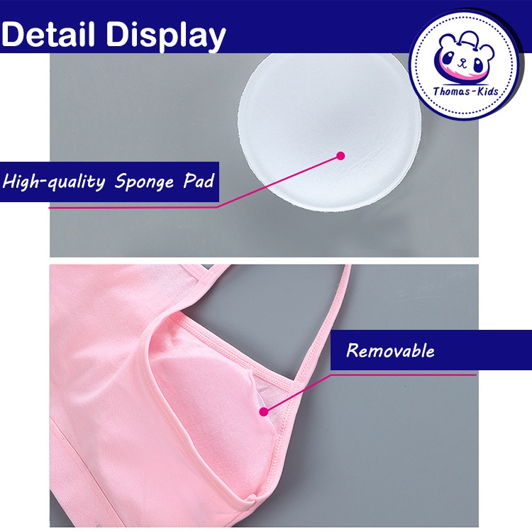 [THOMAS KIDS] Áo Ngực Cotton Màu Sắc Đơn Giản Cho Bé Gái 8-16 Tuổi