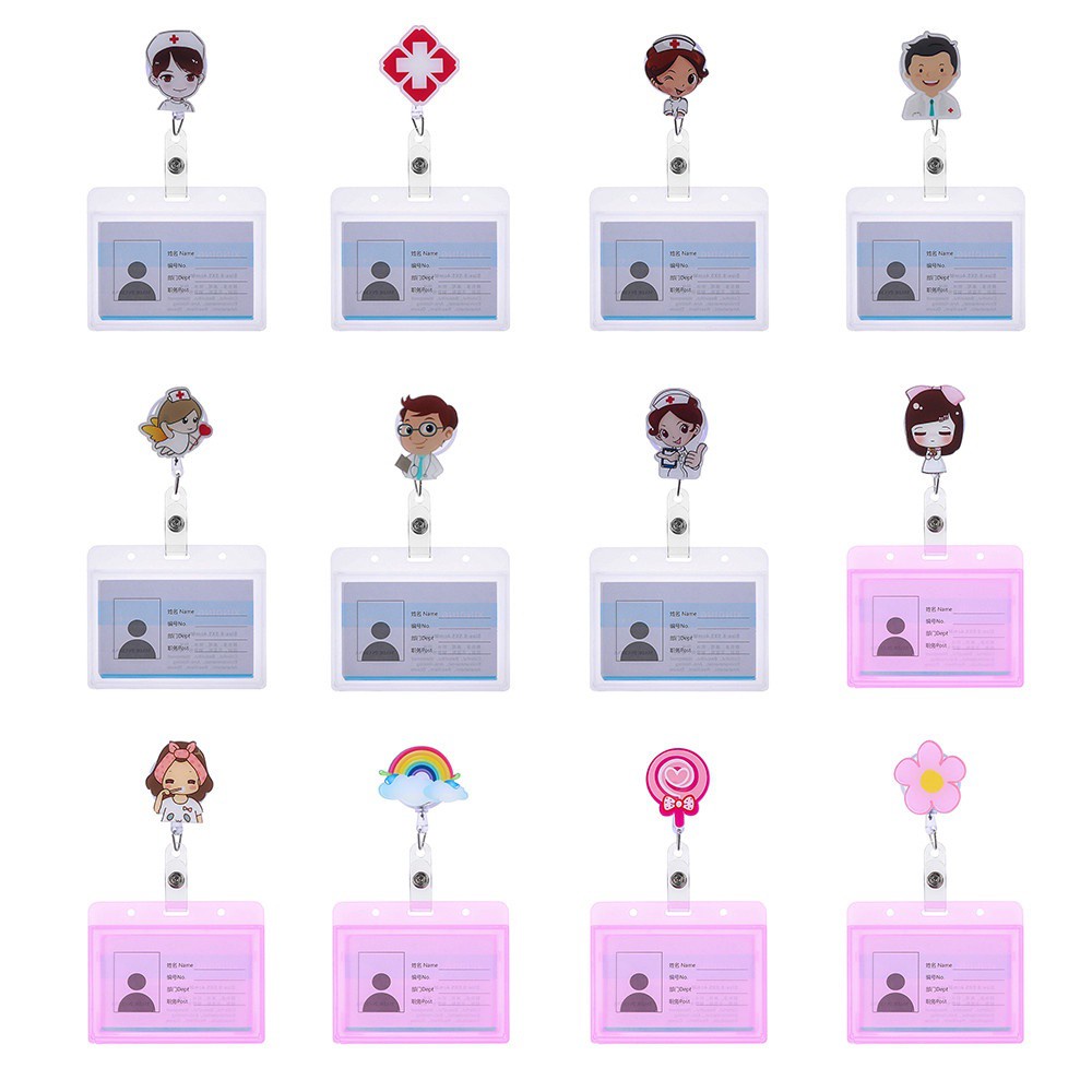 Kẹp Giữ Thẻ Id Bằng Nhôm Họa Tiết Hoạt Hình Dễ Thương Cho Bác Sĩ / Y Tá 81 Giá Đỡ