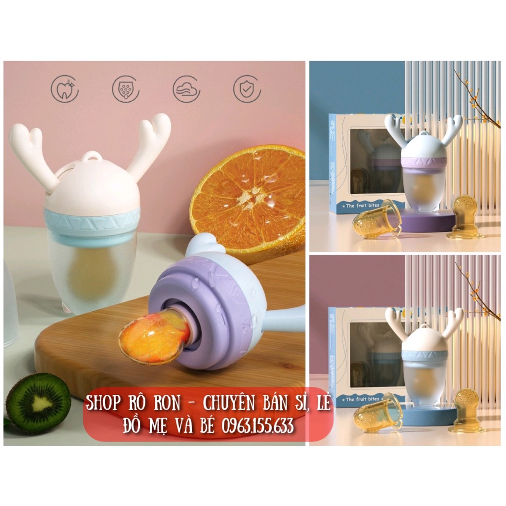 Túi nhai ăn dặm TEENUNIX cao cấp - Túi nhai chống hóc cho bé kèm 3 núm nhai Nano Bạc - Shop Rô Ron
