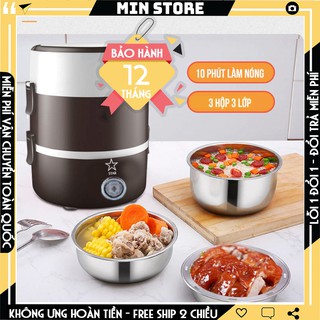 [Hàng Loại 1] Hộp Cơm Hâm Nóng Cắm Điện 3 Tầng ( BH 1 năm)
