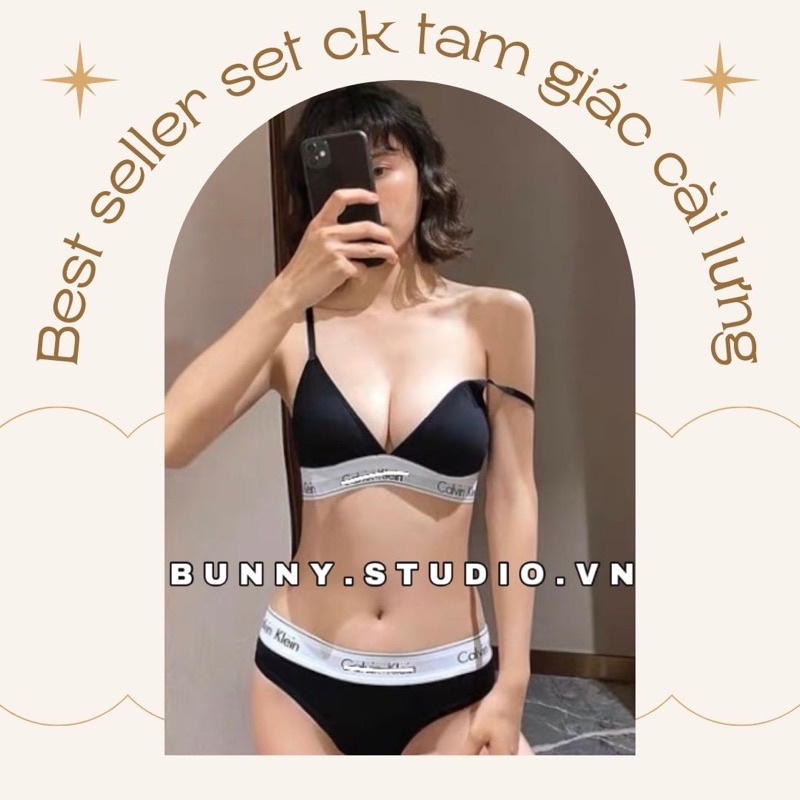 💯Bộ đồ lót C.K tam giác có mút, dây lưng cài tuỳ chỉnh vô cùng thoải mái