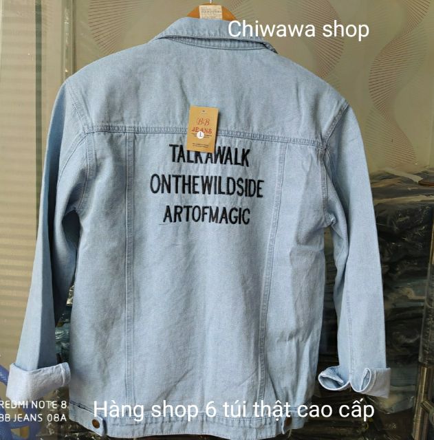 Áo khoác jean nam nữ màu xám trắng form chuẩn Hàn Quốc với Talk No Wash size M-L-XL PT30