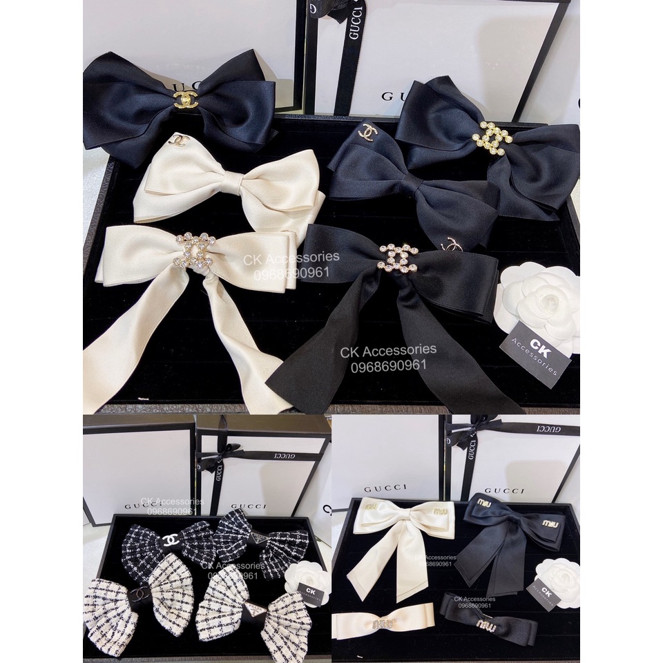 [Ảnh thật] Tổng hợp Kẹp tóc nơ phối chữ đá sang chảnh tiểu thư Hot năm 2021