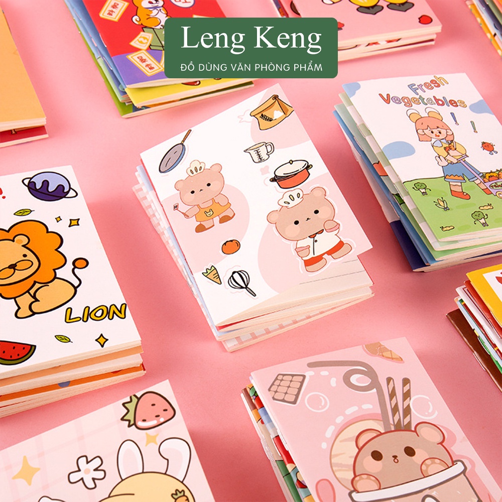Sổ tay ghi chép mini văn phòng phẩm Leng Keng dòng kẻ ngang cầm tay 32 trang