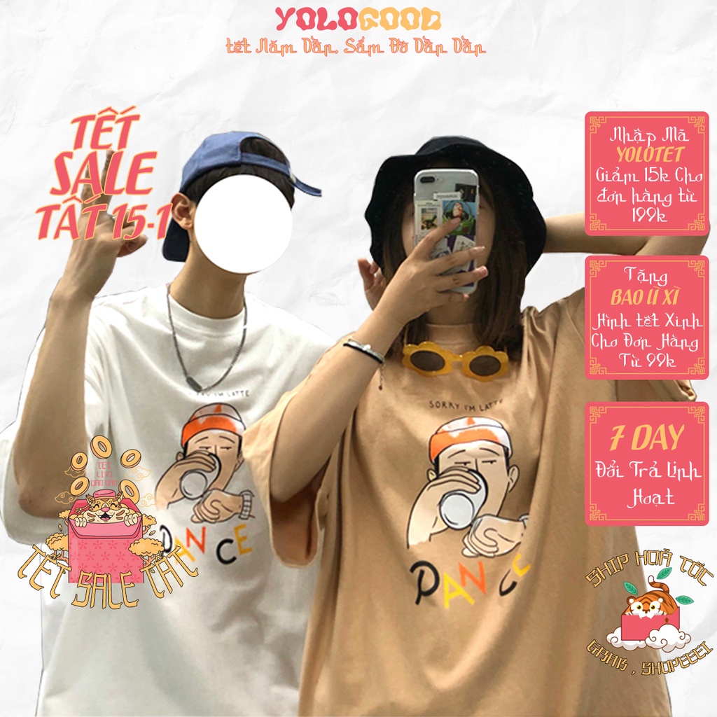 Áo thun tay lỡ  SORRY I'M LATTE  phông Unisex nam nữ tee oversize form rộng pull Ulzzang Streetwear Hàn Quốc vải mềm