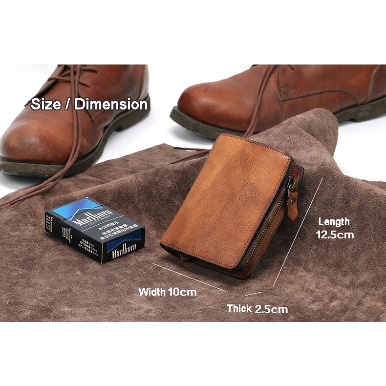 Ví Da Thật Dáng Ngắn Phong Cách Vintage Thời Trang Cho Nam WP-003#04