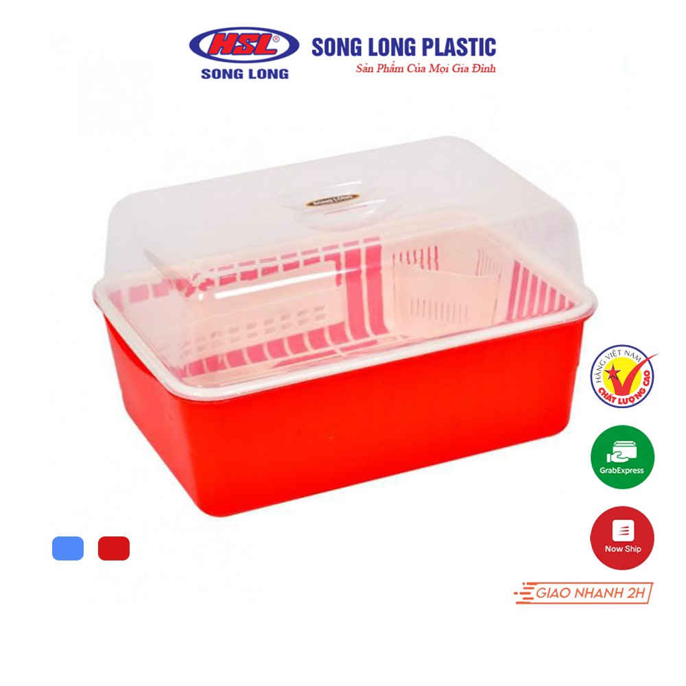 Giá úp bình sữa cốc chén nhựa Song Long Plastic có nắp đậy - 2166( 5568)