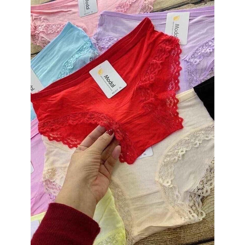 Quần lót nữ 💖 Freeship từ 50k 💖 Quần lót nữ cotton mền combo 10 c- Quần chip nữ ren chân size 40- 65 kg