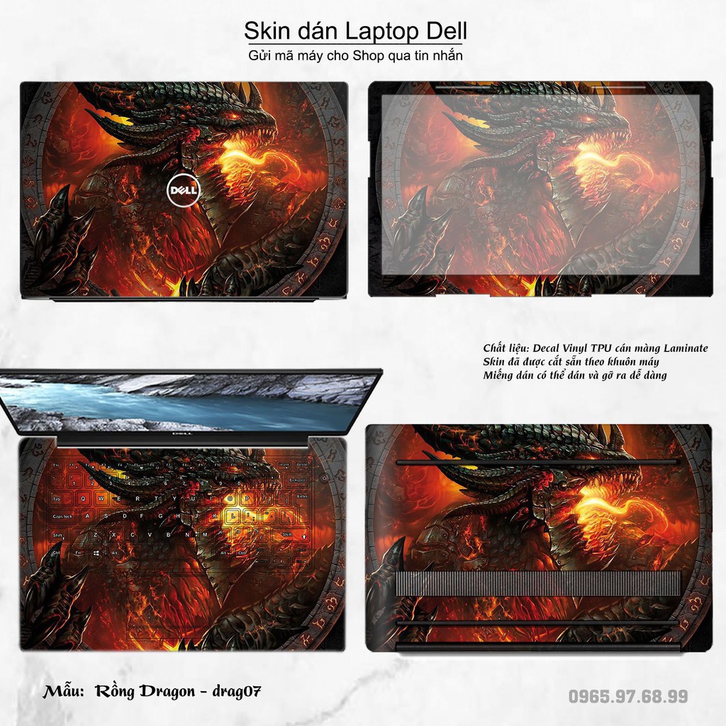 Skin dán Laptop Dell in hình rồng (inbox mã máy cho Shop)