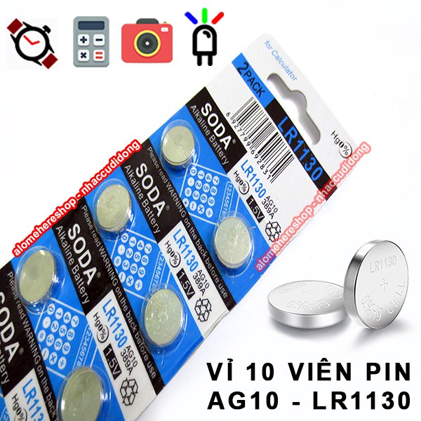 Vỉ 10 viên pin cúc áo LR1130 AG10