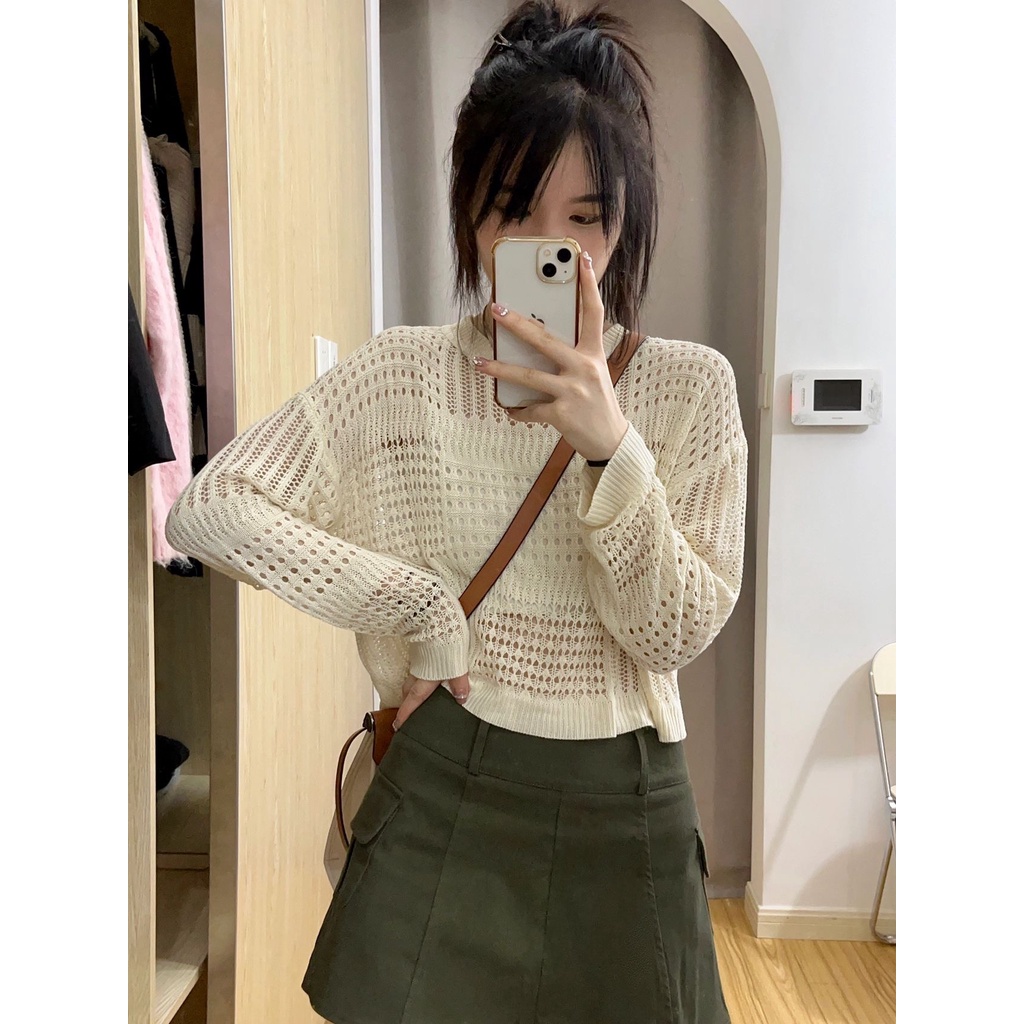 Áo Thun Tay Dài Cổ Tròn Dáng Ôm Thời Trang Hàn Quốc Cho Nữ