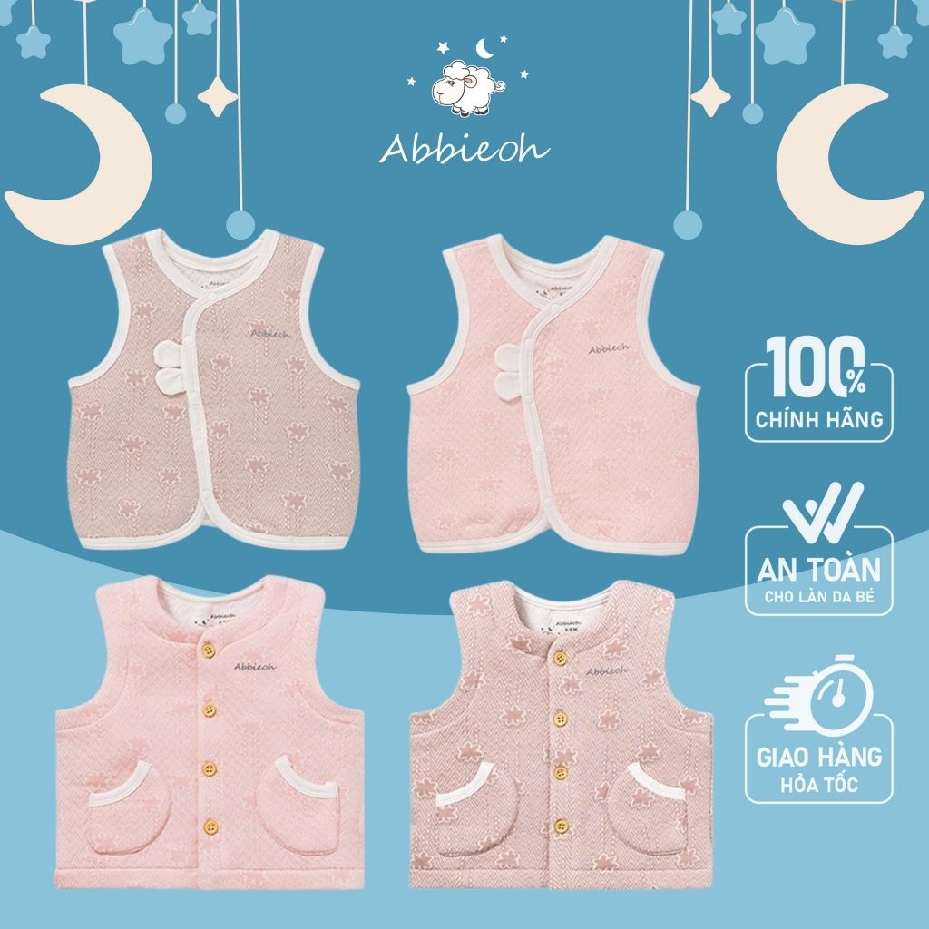 Quần áo sơ sinh ABBIEOH áo gile thu đông phối tai đám mây cho bé trai và bé gái 6 Tháng - 3 Tuổi GL368 - GL383