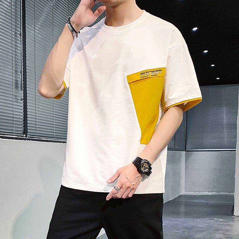 New summer short-sleeved t-shirt men s casual Korean loose round neck fashion trendy brand handsome clothing