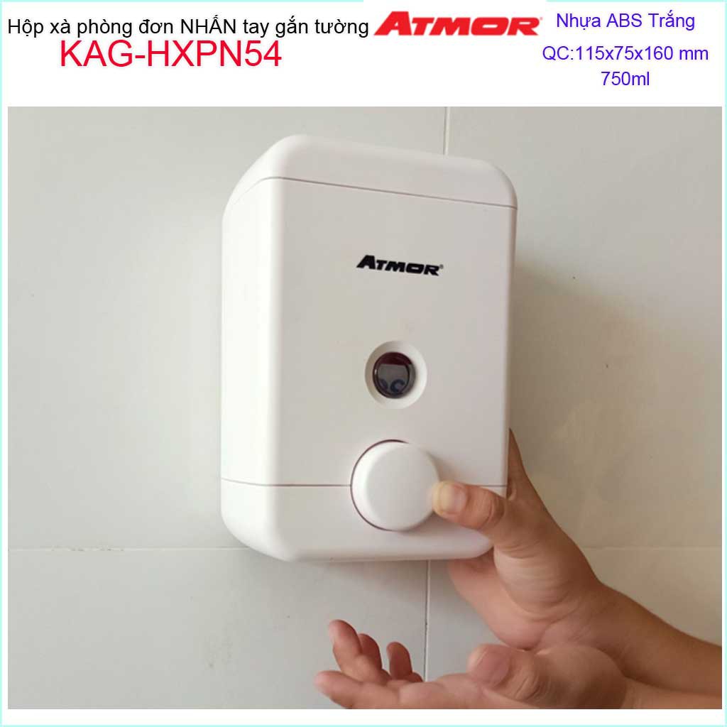 Hộp đựng xà phòng Atmor KAG-HXPN54-White-trắng, hộp đựng sữa tắm dầu gội đầu cao cấp nhấn êm sử dụng tốt