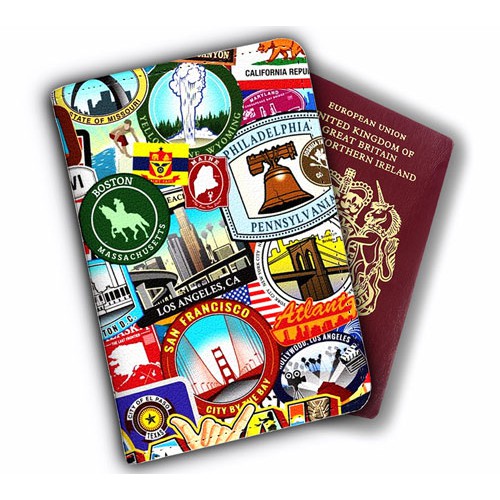 Ví Đựng Passport du lich New York City - Thiết Kế Trẻ Trung - Đa Năng Tiện Lợi - Bao Da Hộ Chiếu Stickers Cover - PPT125