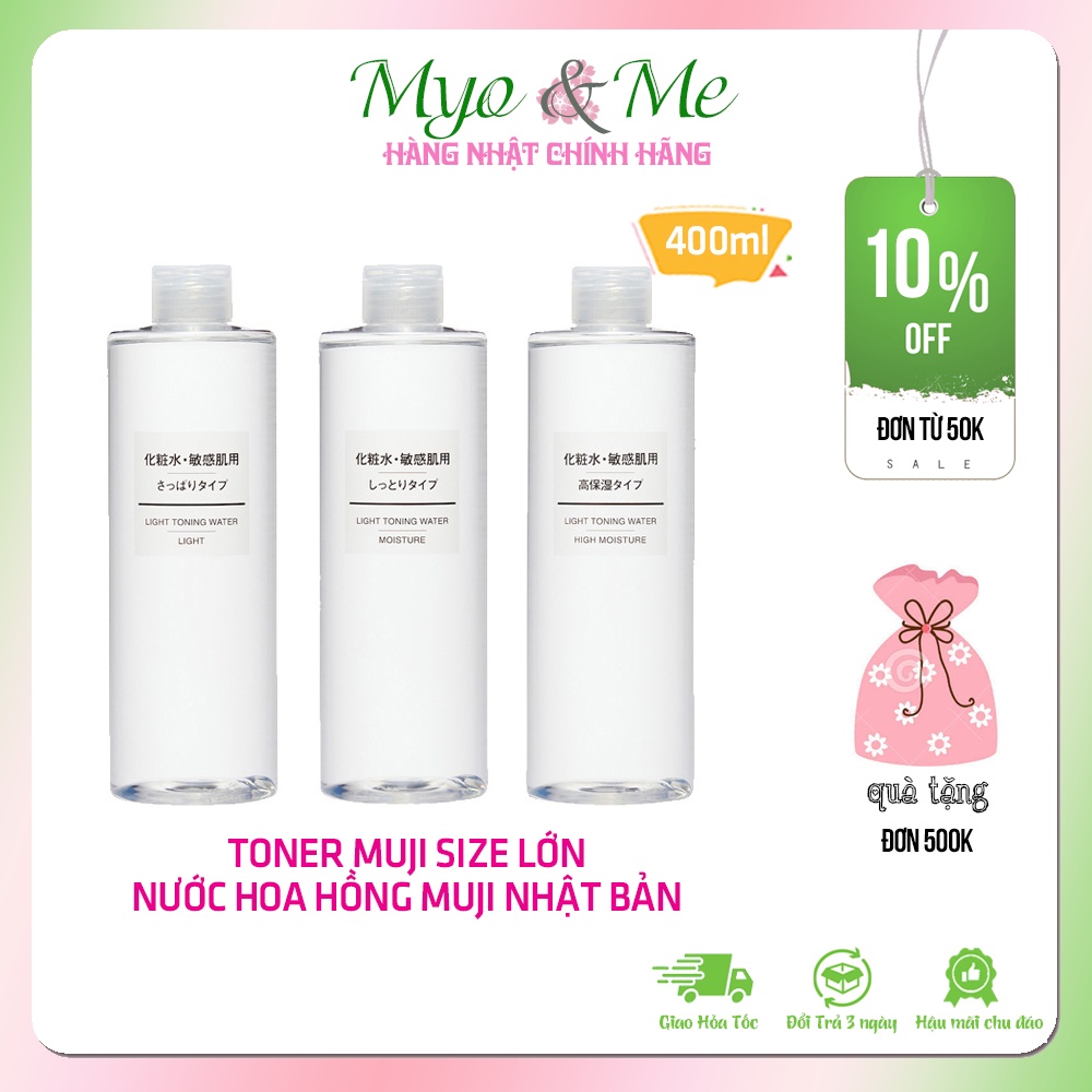 Nước hoa hồng Muji Nhật Bản size lớn, Muji Light Toning Water 400ml (Light/Moisture/High Moisture)